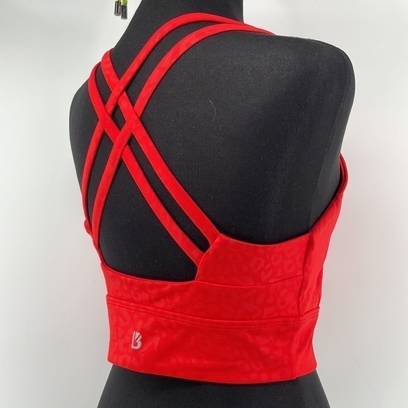BUFFBUNNY Rosa sports bra crop top animal print gym workout criss cross back xs - Picture 11 of 12